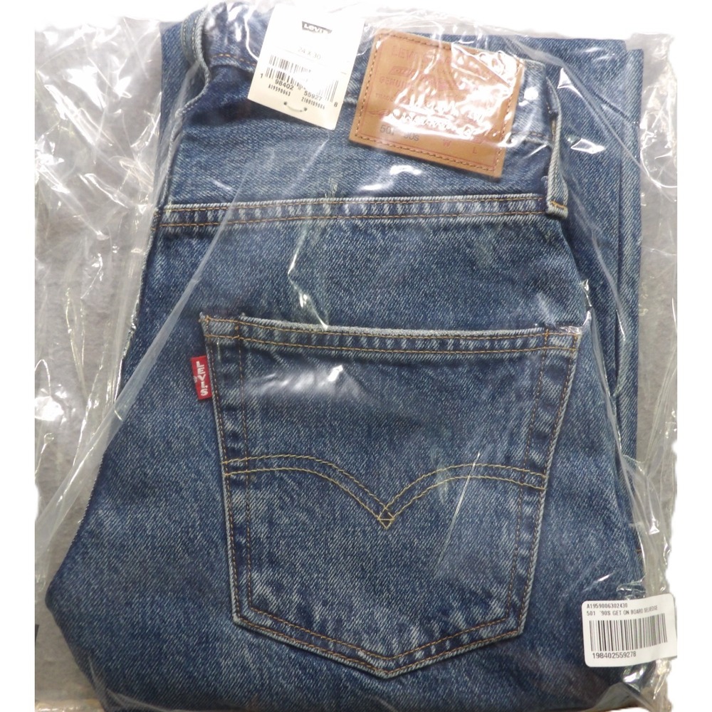 Levis 501 90s Get On Board Selvedge Denim Jeans Women 24x30 Blue Cotton Straight